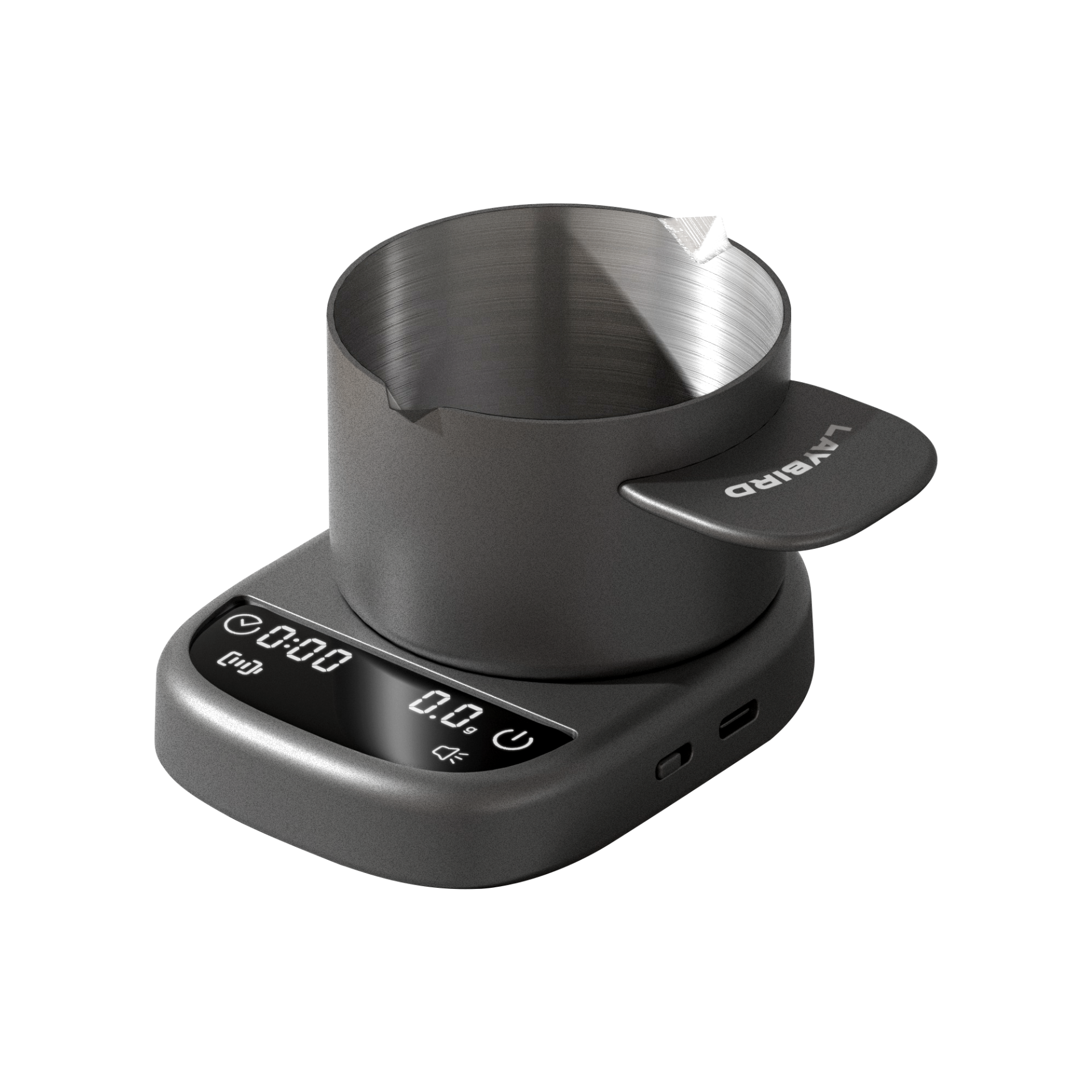 MagAttach coffee scale with measuring cup attached