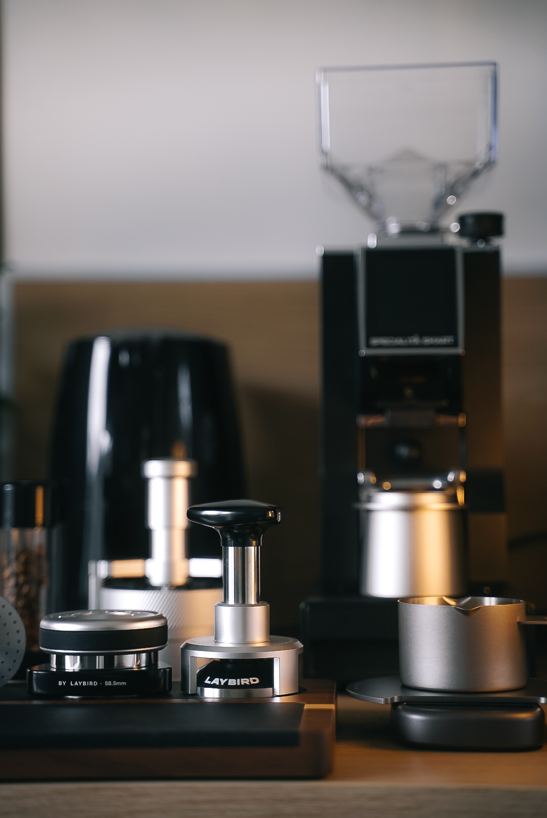 TriSpin on barista workstation with grinder
